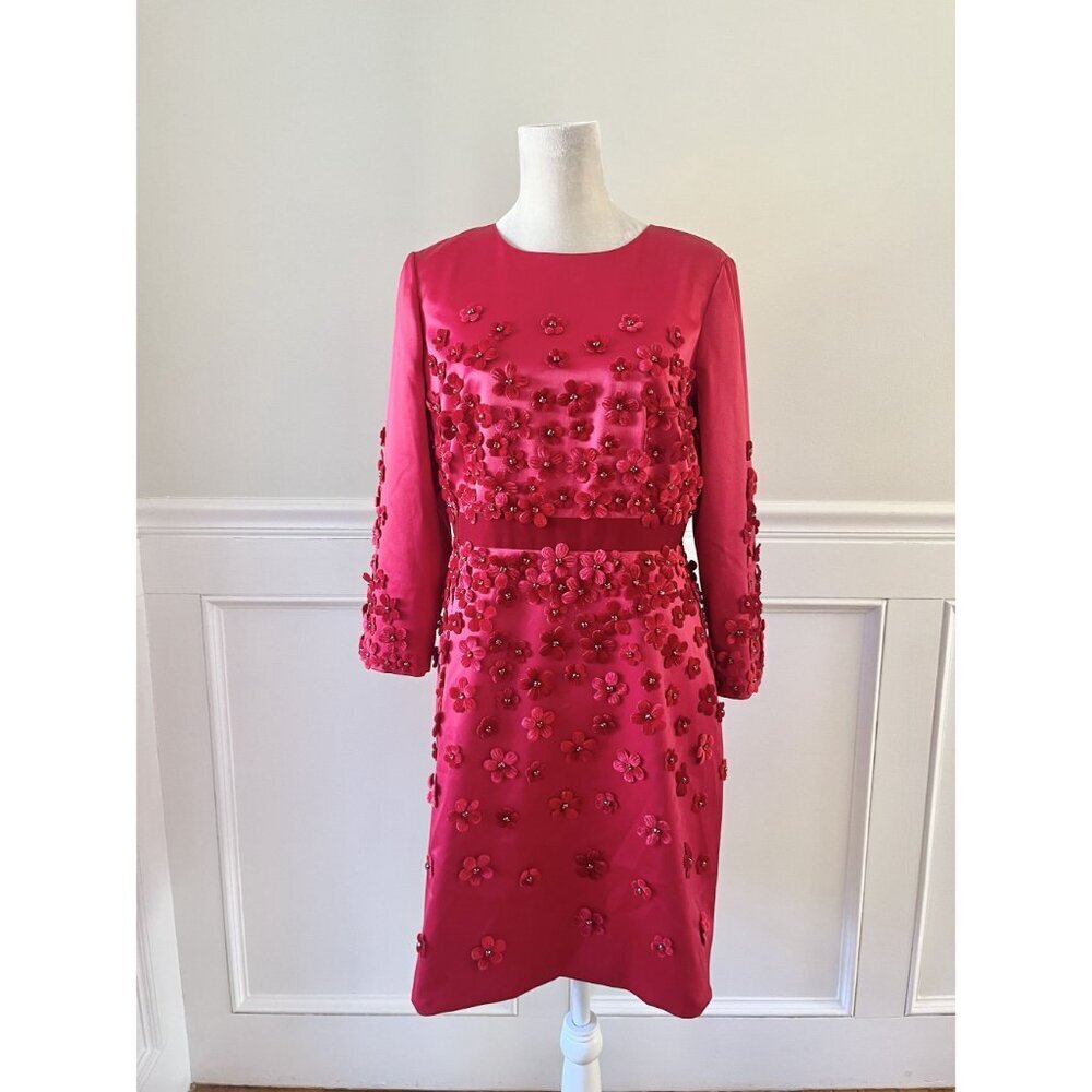 Hobbs London Lavinia Dress Hand Sewn Floral Red 10 - Picture 6 of 13